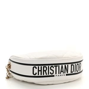 Christian Dior Lambskin Cannage Medium Dior Vibe Hobo White Bag